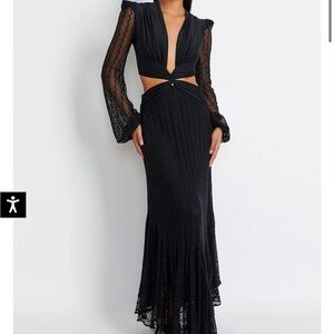 PatBo black plunge neck netted beach dress - small